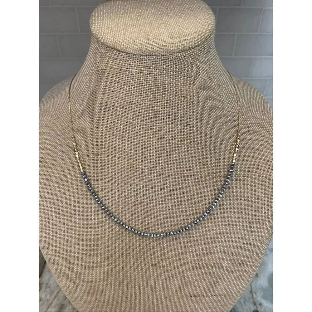 Black Crystals and Gold Necklace #black necklace